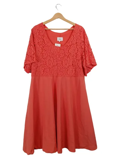 Zizzi Damen Cocktailkleid Gr. 40/L Pink Elegant mit Spitze