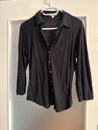 James Perse Damen Hemdbluse Gr. 38/M Schwarz Casual Baumwolle
