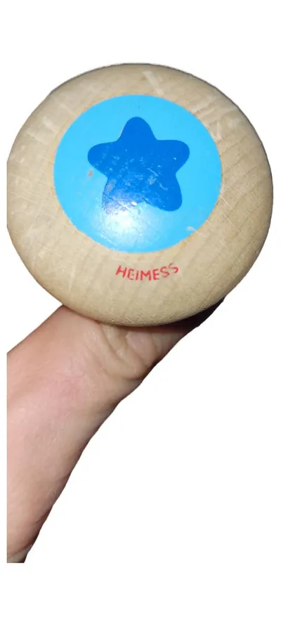 Heimess Holzrassel Stern Baby Greifling Rassel Holz Mehrfarbig