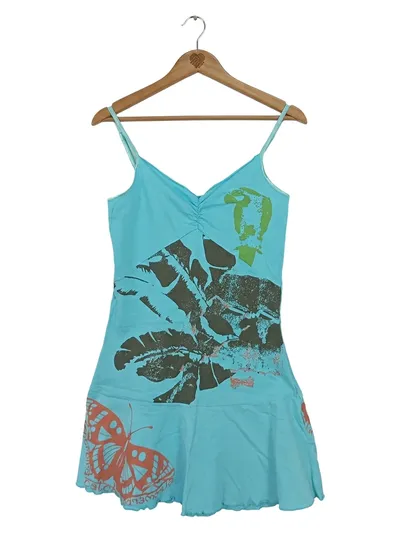 Chikimi Damen Sommerkleid Gr. 36/S Türkis Casual Blumen Schmetterling