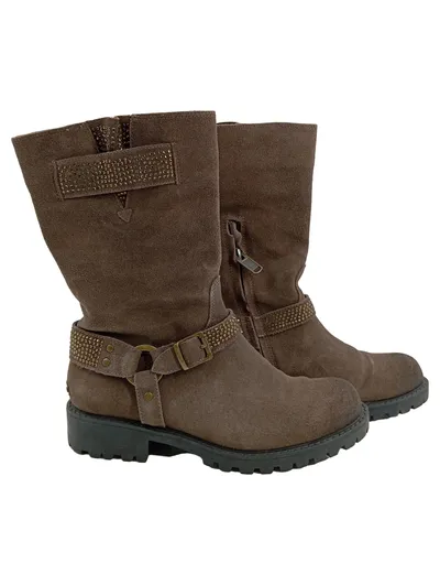 LIU JO Damen Stiefel Gr. 39 Braun Casual Boots Nieten Schnallen