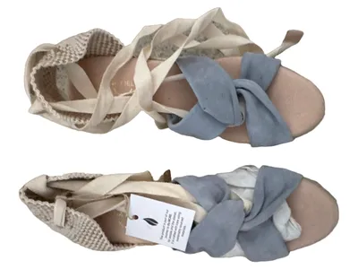 Anna Field Damen Sandalen Keilabsatz Espadrilles Gr. 37 Mehrfarbig Bindebänder