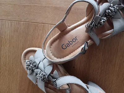 Gabor Damen Sandalen Beige Gr. 39.5 UK 6.5 Blumenapplikationen Komfortabel