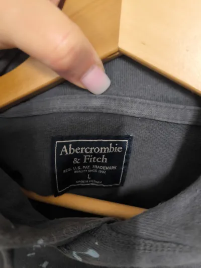 Abercrombie & Fitch Hoodie Herren L Grau Farbspritzer Kapuzenpullover