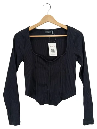 ASOS DESIGN Damen Langarmshirt Schwarz Gr. 40 Modern Rippstrick