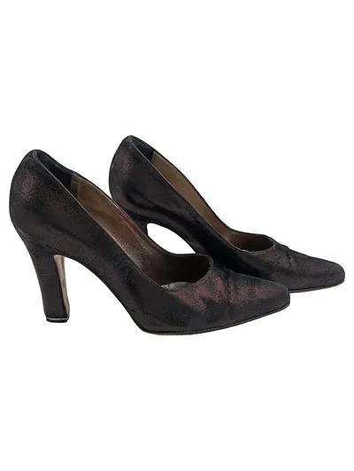 Marino Fabiani Damen Pumps Gr. 38,5 Schwarz Leder High Heels Elegant Italy