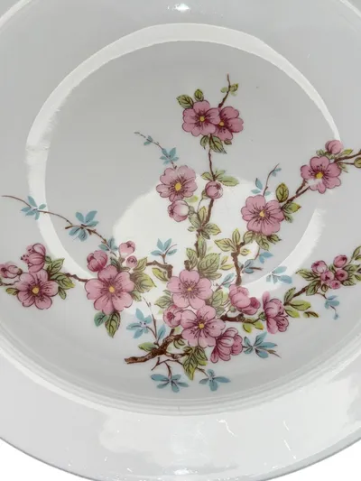 Johann Seltmann VOHENSTRAUSS Essteller 23cm Vintage Porzellan Blumen Weiß