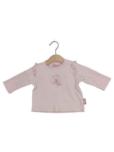 sigikid Baby Langarmshirt Mädchen Gr. 56 Rosa Teddybär Rüschen Charmant