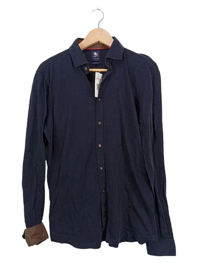 OTTO KERN Business Hemd Herren Blau Gepunktet Langarm Gr. 48 M Baumwolle