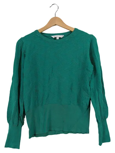 Amara Reya Damen Pullover Gr. 40/L Grün Strukturmuster Casual