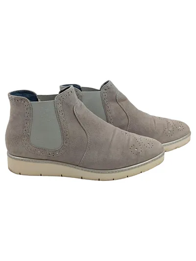Tamaris Damen Stiefeletten Gr. 40 Grau Chelsea Boot Lochmuster Casual