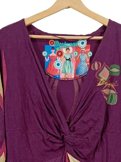 Desigual Damen Freizeitkleid Langarm Muster Lila Gr. 42;XL Farbenfroh
