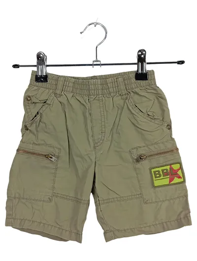 Boboli Kinder Cargo Shorts Oliv Uni Gr. 80 Baumwolle Freizeit
