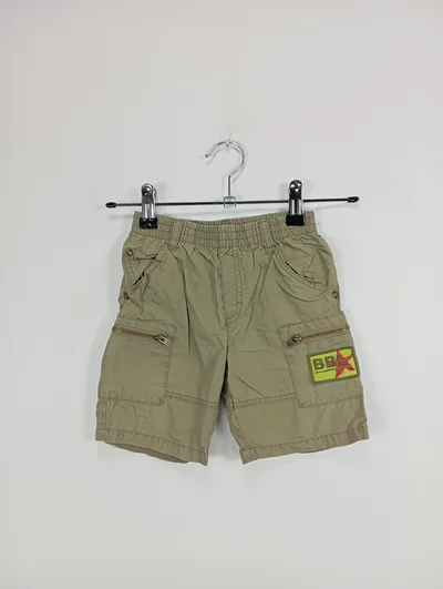 Boboli Kinder Cargo Shorts Oliv Uni Gr. 80 Baumwolle Freizeit