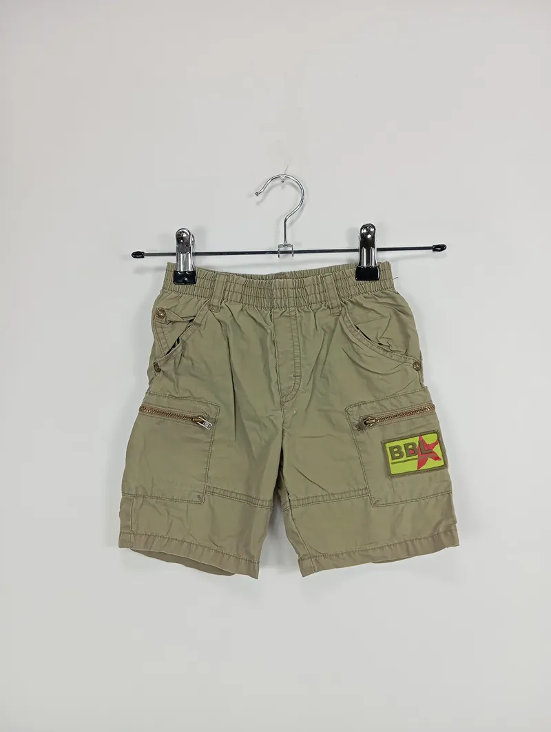 Boboli Kinder Cargo Shorts Oliv Uni Gr. 80 Baumwolle Freizeit 2