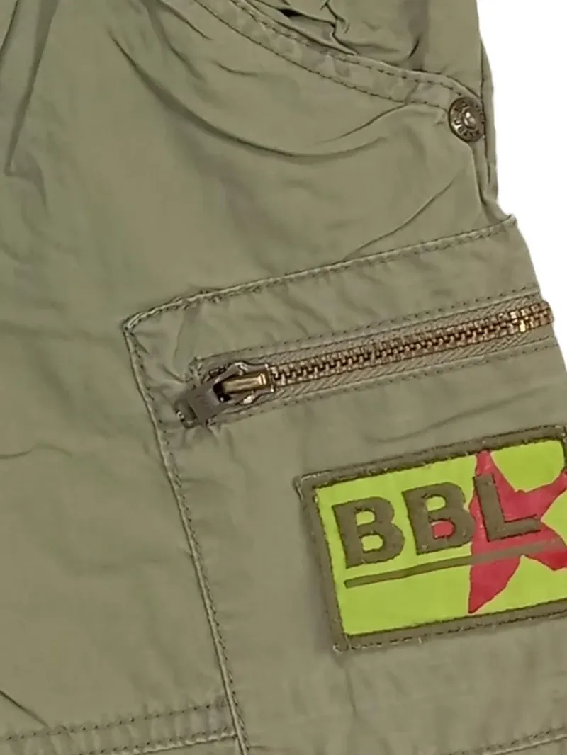 Boboli Kinder Cargo Shorts Oliv Uni Gr. 80 Baumwolle Freizeit 4