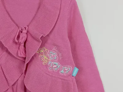 PAMPOLINA Strickjacke Mädchen Gr. 98 Rosa Bestickt Rüschen Baumwolle