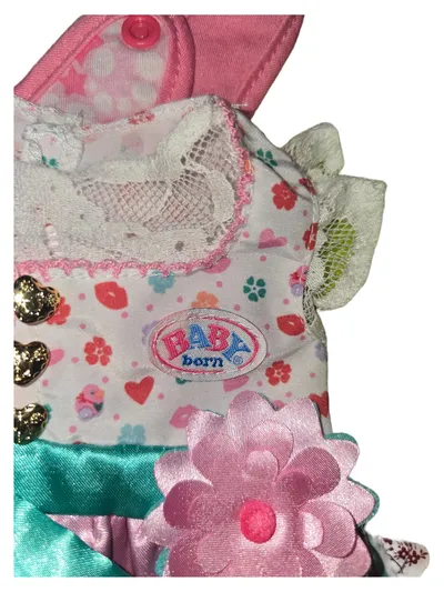 Baby Born Jacke Puppenkleidung Silber Uni mit Logo Applikationen
