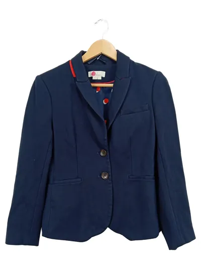 Boden Damen Blazer Gr. 38 Dunkelblau Business Jackett mit rotem Kragen