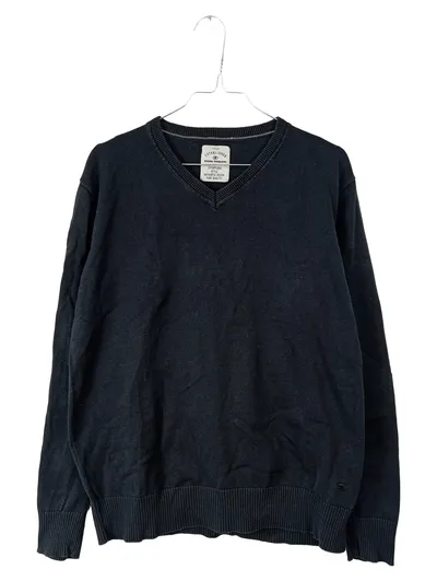 Tom Tailor Herren Pullover Basic Uni Rippstrick Baumwolle Schwarz L