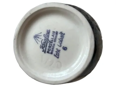 Kerafina Vase Porzellan Blau Klassisch Blattmuster 16cm