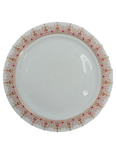 Eschenbach Bavaria Kuchenteller Porzellan Weiß Gold Rot Elegant 20cm