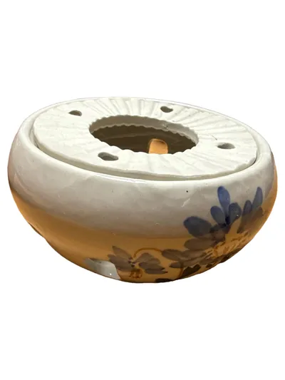 Chi Kiang Stoneware Stövchen Teewärmer Keramik Blumen Beige Vintage