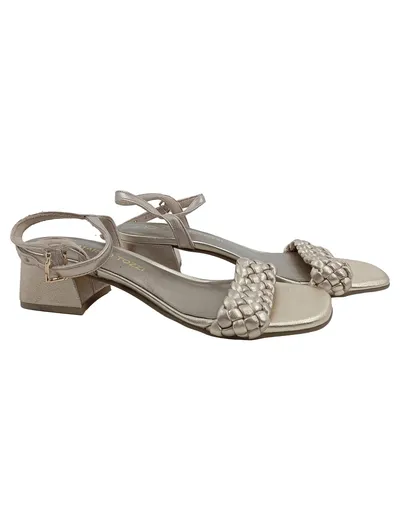 MARCO TOZZI Sandalen Damen Gr. 39 Gold Elegant geflochtene Riemen