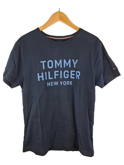 Tommy Hilfiger T-Shirt Herren M New York Logo Print Blau Baumwolle