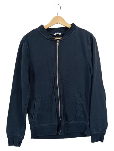 THE BASICS Bomberjacke Herren Gr. 46/S Blau Baumwolle Sweat Zip