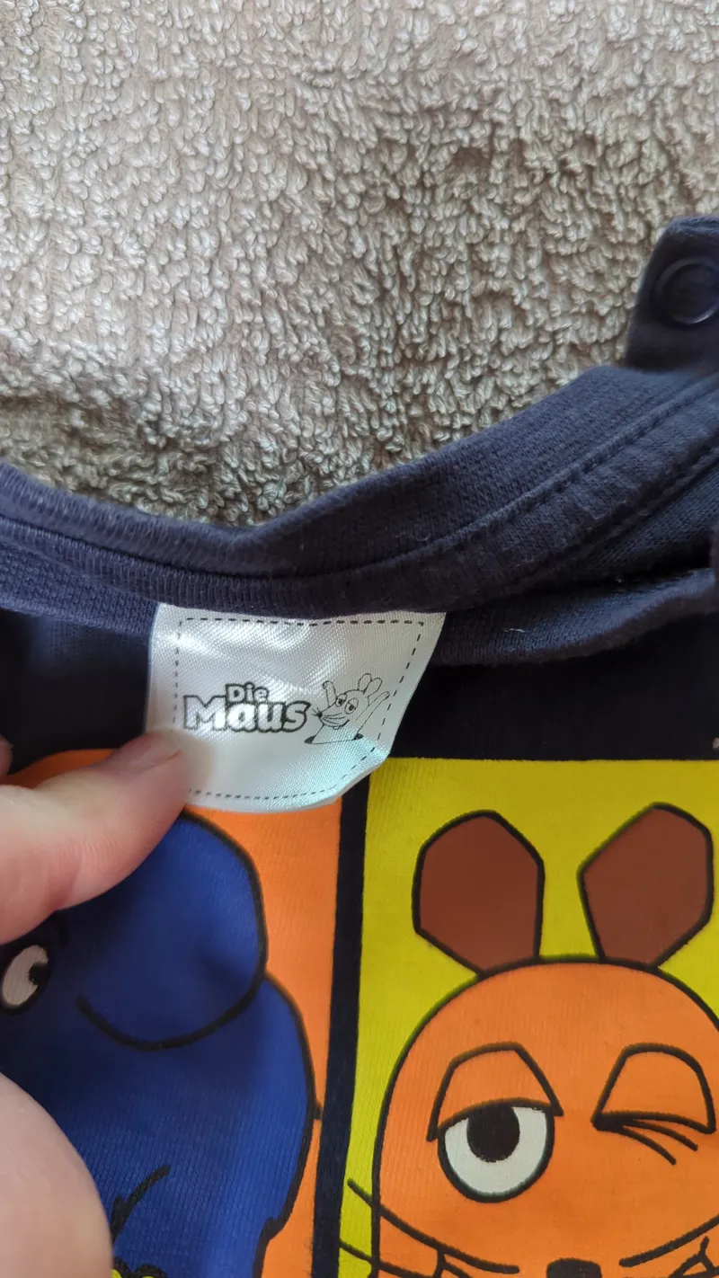 Die Maus Kinder Schlafanzug Gr. 80 Baumwolle Tiermotiv Applikation Mehrfarbig 4