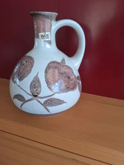 Bay Keramik Krug Vintage Blumenmuster Weiß 26cm Henkelkrug