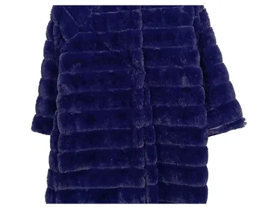 AKE Damen Kunstpelz Mantel Kapuze Gr. 36/S Lila Elegant Herbst Winter