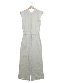 MANGO Damen Jumpsuit Overall Gr. S Beige Baumwolle ärmellos Casual 1