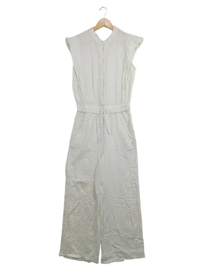 MANGO Damen Jumpsuit Overall Gr. S Beige Baumwolle ärmellos Casual