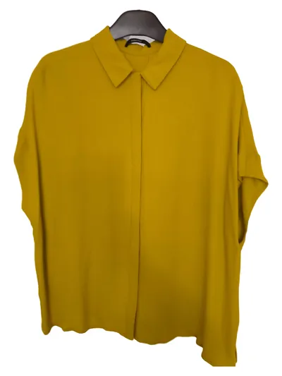 someday. Damen Hemdbluse Kurzarm Uni Gelb Gr. 36/S Viskose Alltag