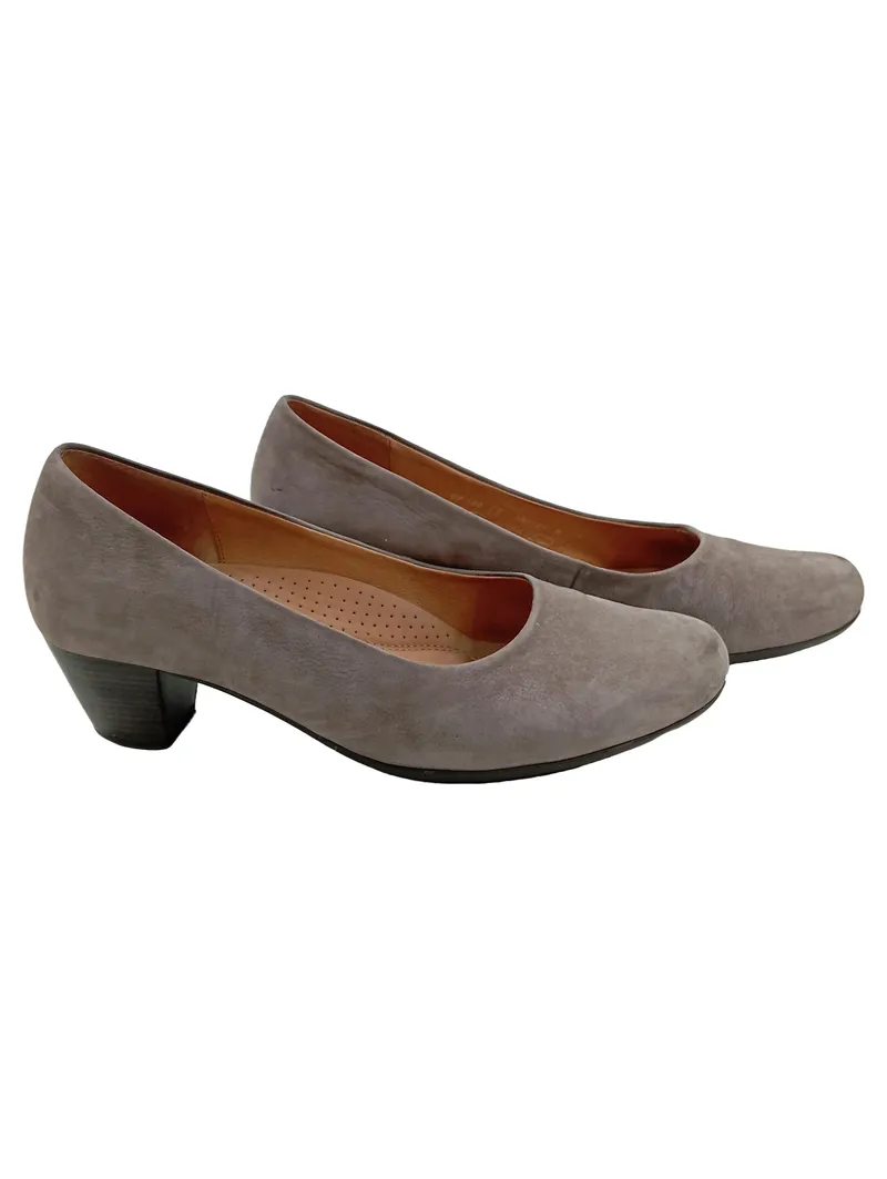 Gabor Damen Pumps Wildleder Grau Gr. 38 Klassisch Blockabsatz 1