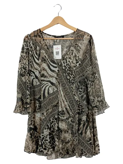 Alison Paris Damen Bluse Gr. 40/L Animal-Print Mehrfarbig Rüschen