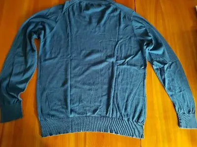 BRICE Herren Pullover V-Ausschnitt Blau Seide Baumwolle Gr. XL