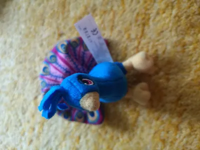 Mattel Pfau Kuscheltier Plüschtier Stofftier Blau 10cm Kinder Spielzeug