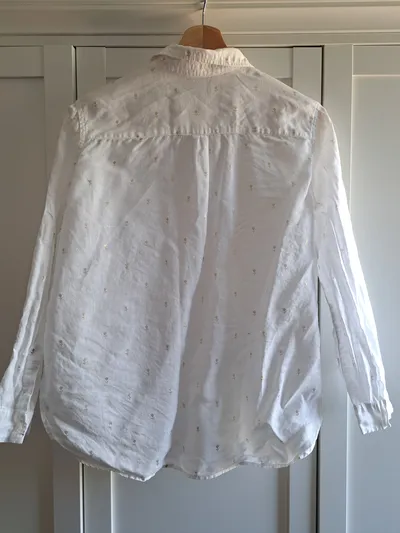 Boden Damen Hemdbluse Leinen Weiß Gr. 36/S Florales Muster