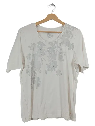 Olsen Damen T-Shirt Blumenprint Strasssteine Beige Gr. 44 XXL