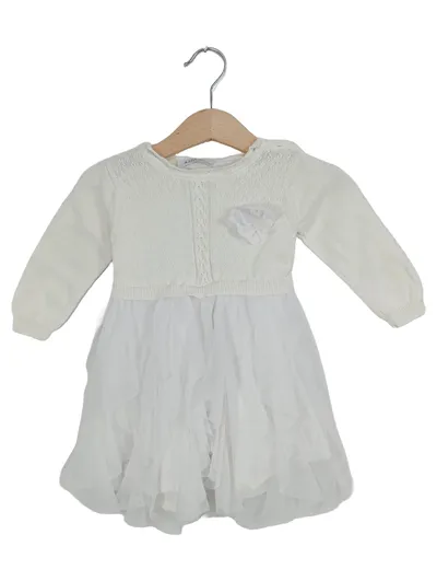 AZIZ BEBE Mädchen Strickkleid Gr. 68 Weiß Elegant Festlich