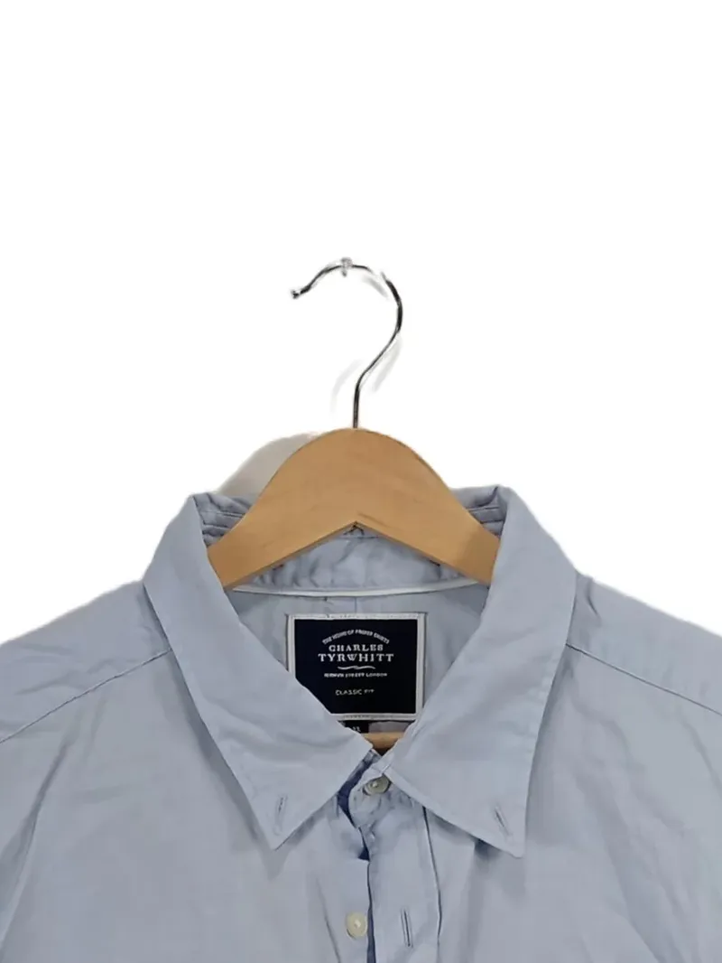 Charles Tyrwhitt Kurzarm Hemd Herren XL Blau Baumwolle Classic Fit 3