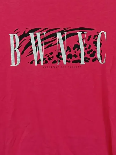 Damen T-Shirt Broadway NYC Fashion Gr. 36/S Pink Logo-Print Casual