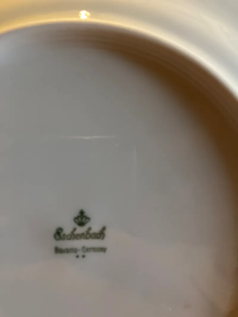 Eschenbach Bavaria Porzellan Servierteller Weiß Gold Rot Dekor 20cm 2