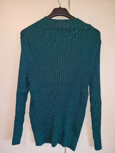 Walbusch Damen Pullover Rippstrick Petrol Gr. 48/XXL Langarm