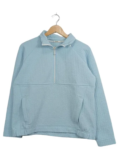 CECIL Damen Sweatshirt Gr. S Hellblau Strukturmuster Halbreißverschluss