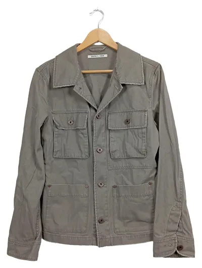 Esprit Herren Arbeitsjacke Gr. 48/M Oliv Baumwolle Praktisch