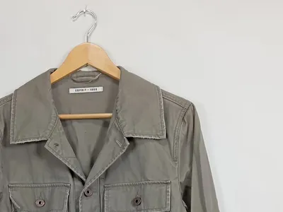 Esprit Herren Arbeitsjacke Gr. 48/M Oliv Baumwolle Praktisch